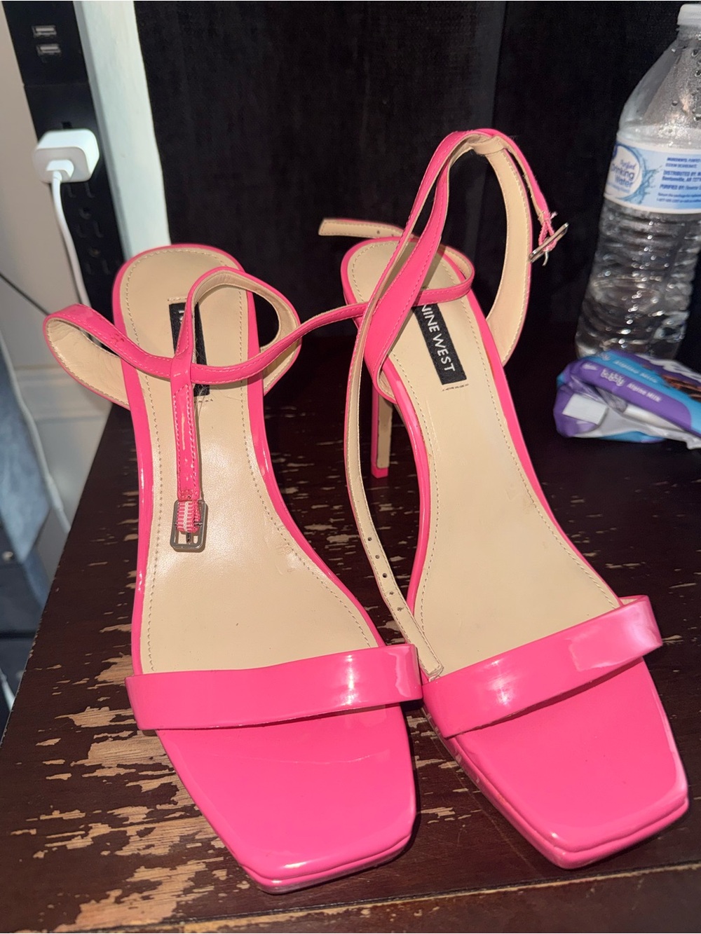Nine West Pink Patent Strappy High Heel Sandals